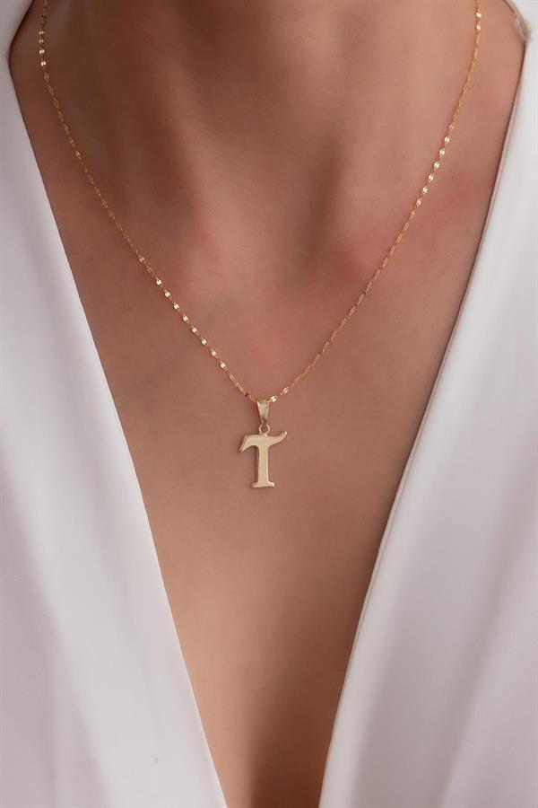 14 Ayar Altın T Harf Şirin Kolye