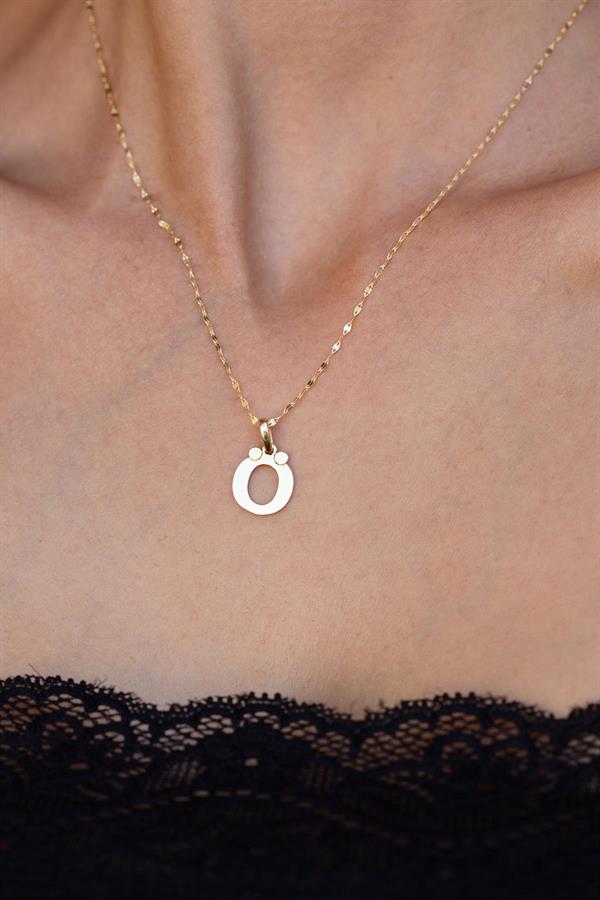 14 Ayar Altın Ö Harf Plaka Kolye