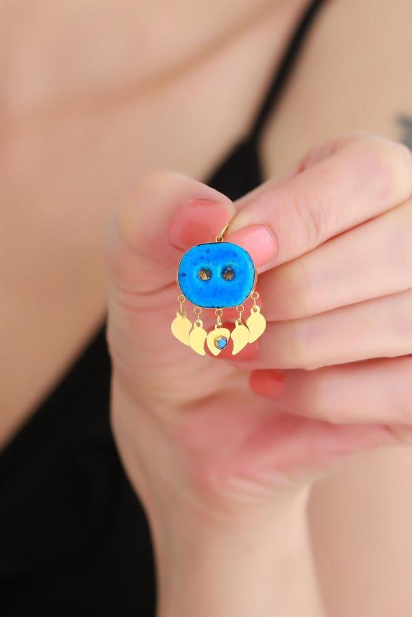 14K Solid Gold Two-Eyed Sequined Syriac Evil Eye Pendant