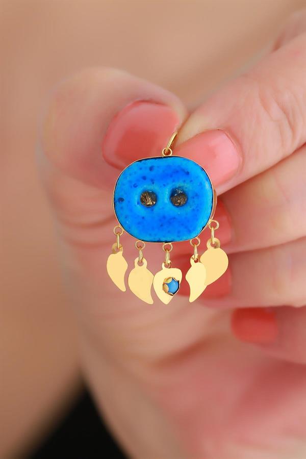 14K Solid Gold Two-Eyed Sequined Syriac Evil Eye Pendant