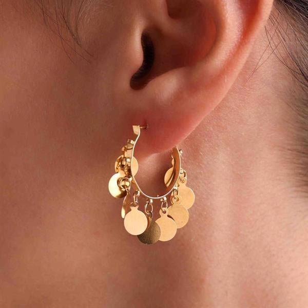 14 Ayar Altın Pullu Küpe