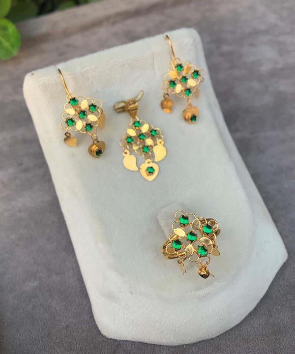 14 Ayar Altın Pullu Rubi Yakut Set