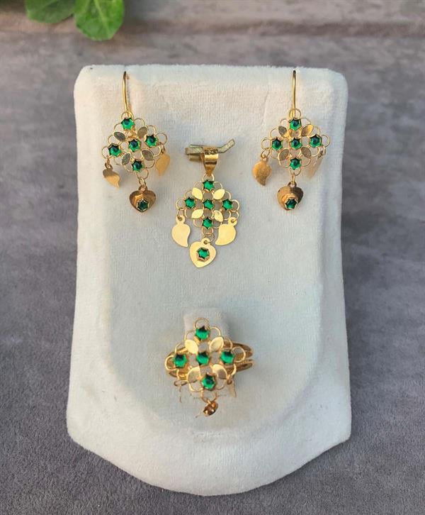 14 Ayar Altın Pullu Rubi Yakut Set