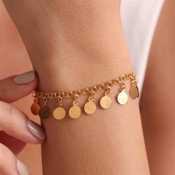 14 Ayar Altın Pullu Telkari Bileklik