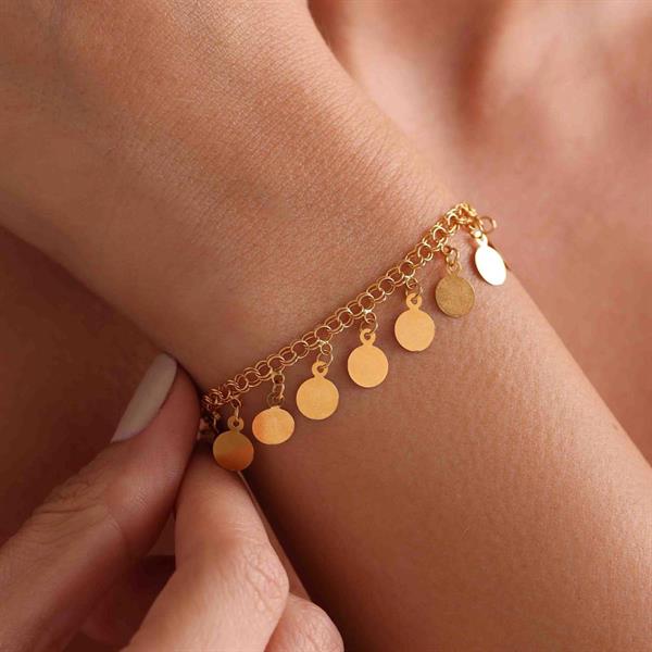 14 Ayar Altın Pullu Telkari Bileklik