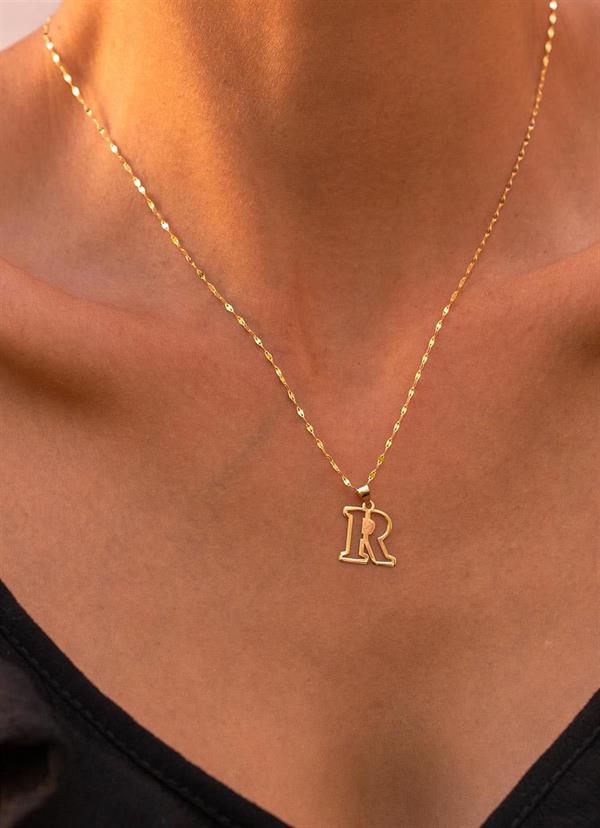 14 Ayar Altın R Harf Soft Kolye