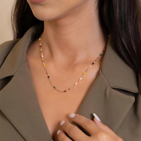 14 Ayar Altın Renkli Aynalı Zincir Kolye