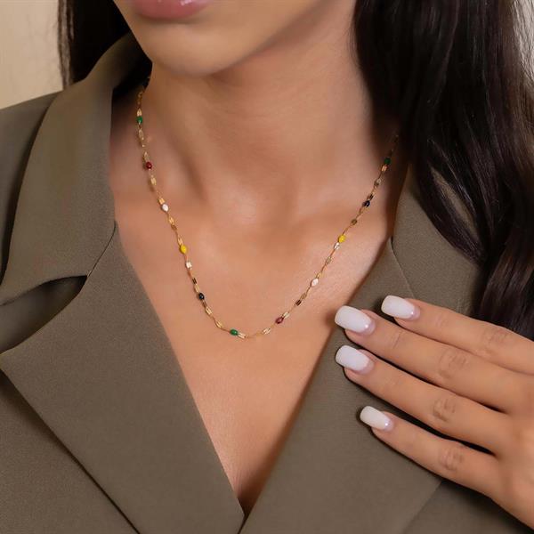 14 Ayar Altın Renkli Aynalı Zincir Kolye