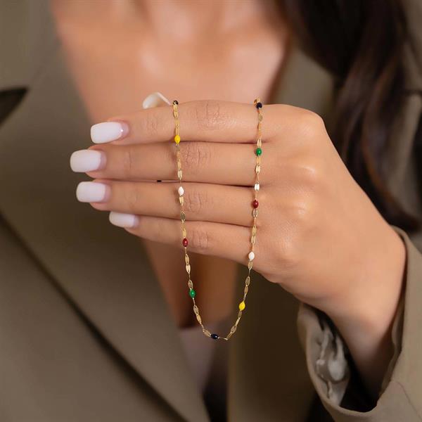 14 Ayar Altın Renkli Aynalı Zincir Kolye