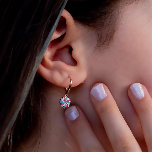 14 Ayar Altın Renkli Halka Çocuk Küpe