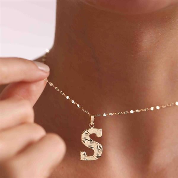14K Solid Gold S Letter Fusion Necklace
