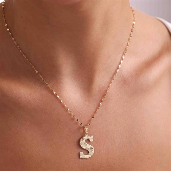 14K Solid Gold S Letter Fusion Necklace