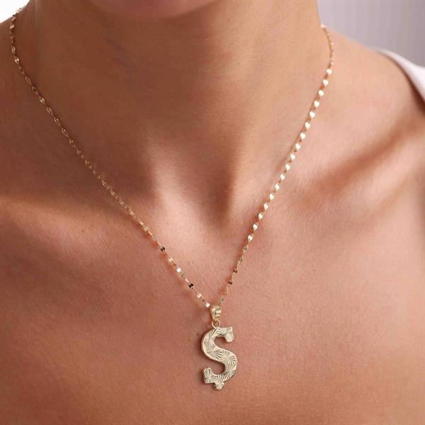 14 Ayar Altın Ş Harf Füzyon Kolye