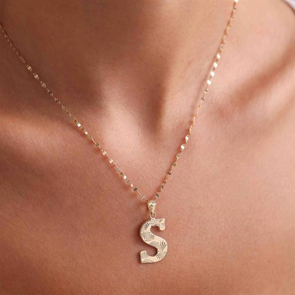 14K Solid Gold S Letter Fusion Necklace