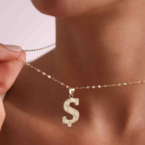 14 Ayar Altın Ş Harf Füzyon Kolye
