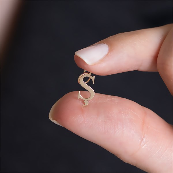 14 Ayar Altın Ş Harf Sade Kolye Ucu 13.5 mm