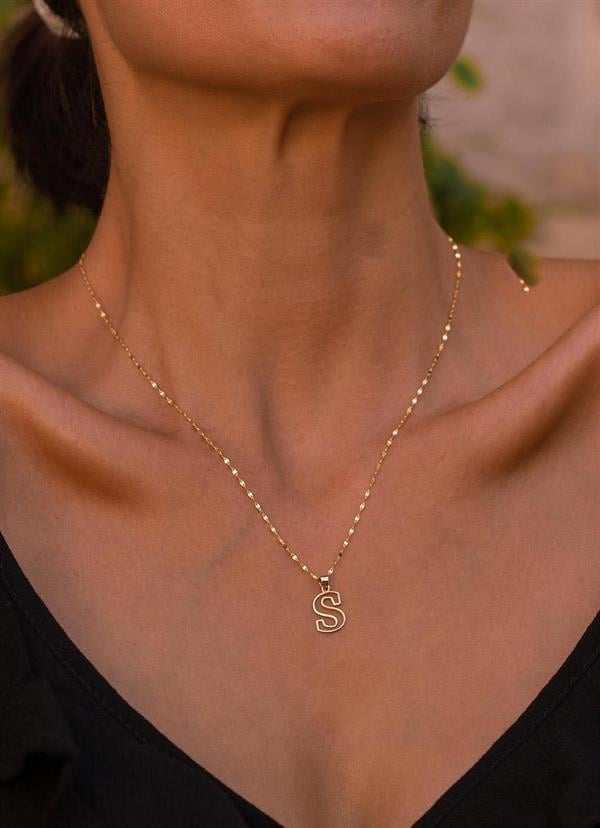 14 Ayar Altın S Harf Soft Kolye