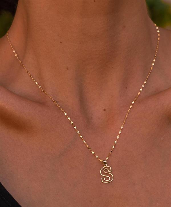 14 Ayar Altın S Harf Soft Kolye