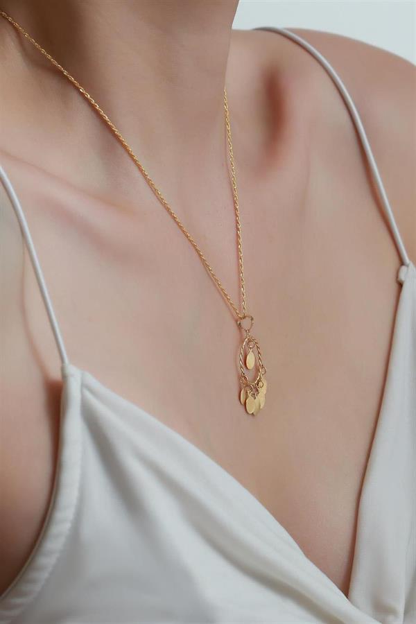 14 Ayar Altın Sade Pullu Kolye