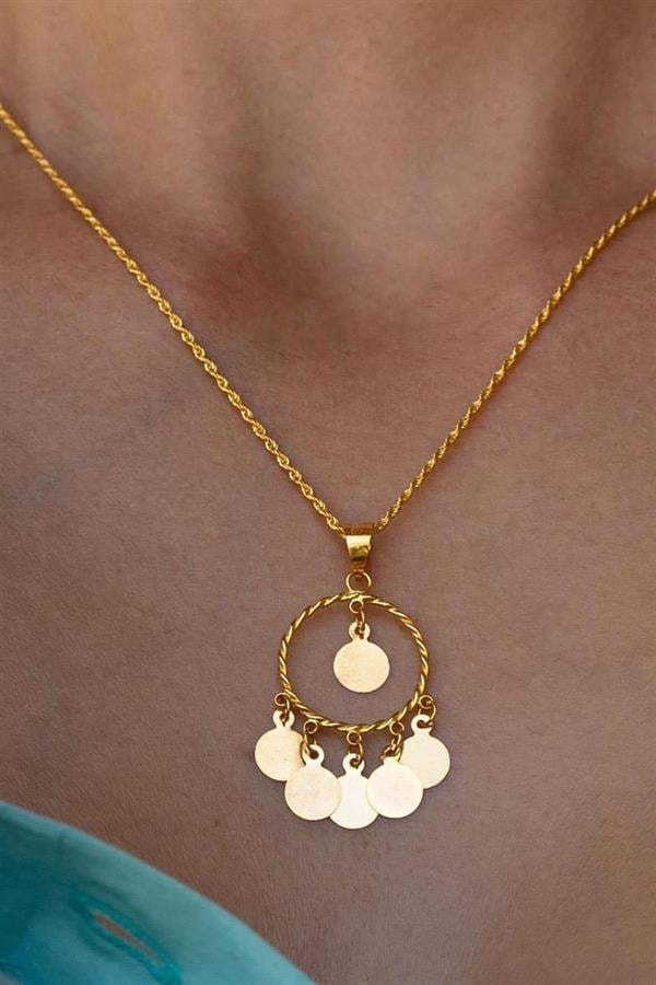 14 Ayar Altın Sade Pullu Kolye