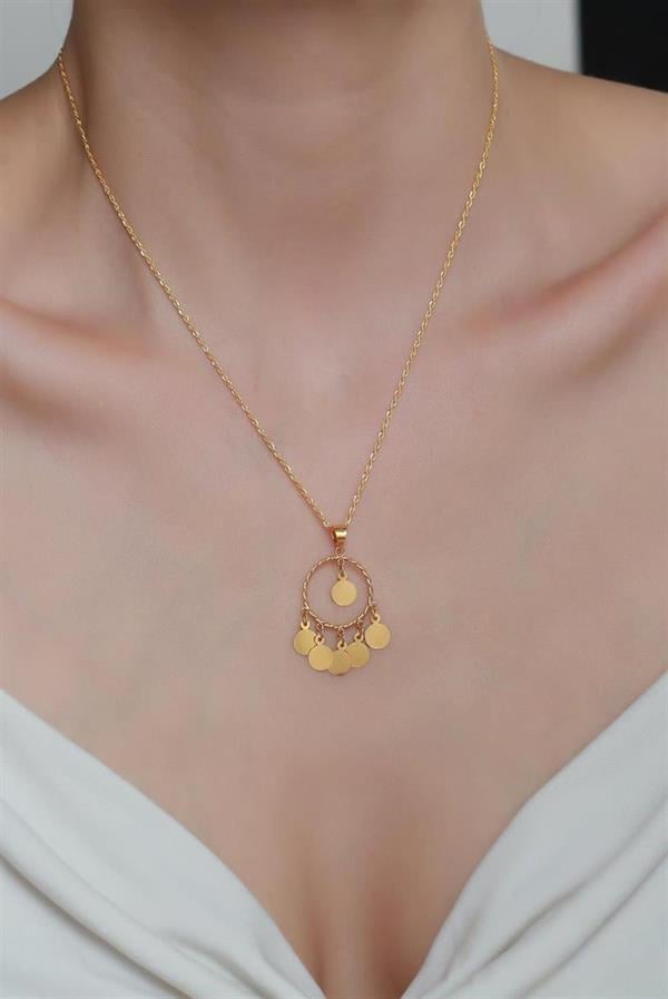 14 Ayar Altın Sade Pullu Kolye