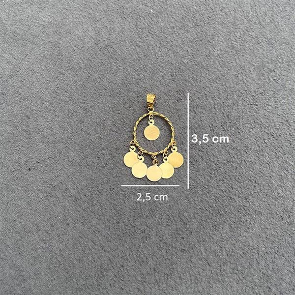 14K Solid Gold Plain Sequined Pendant