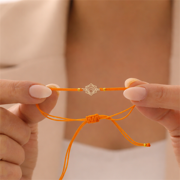 14 Ayar Altın Sakral Çakra Turuncu İpli Bileklik