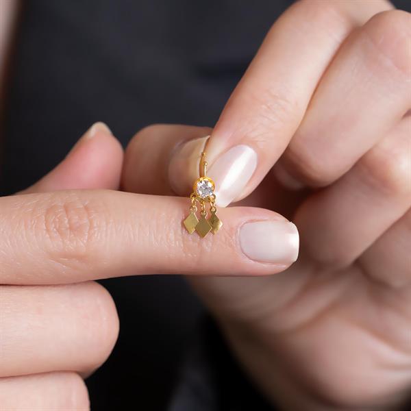 14 Ayar Altın Sallantılı Taşlı Halka Sıkıştırma Hızma