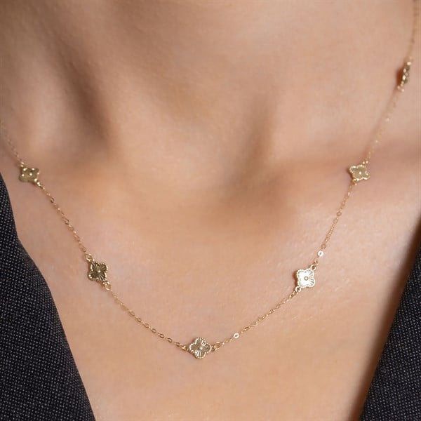 14 Ayar Altın Şans Yonca Kolye