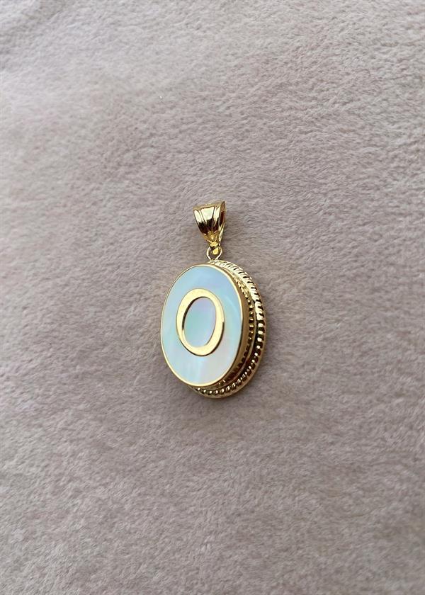 14 Ayar Altın O Harf Sedef Kolye Ucu