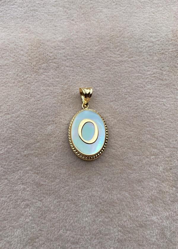 14 Ayar Altın O Harf Sedef Kolye Ucu