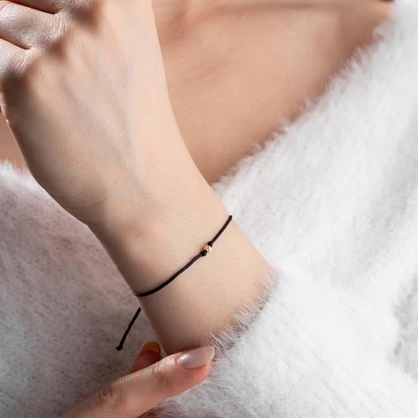 14 Ayar Altın Siyah İpli Dorika Bileklik