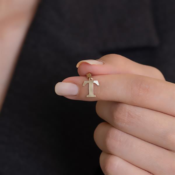 14 Ayar Altın T Harf Sade Kolye Ucu