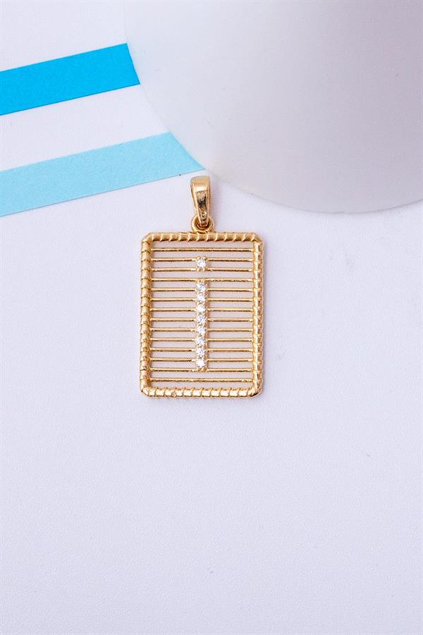 14 Ayar Altın i Harf Telli Taşlı Kolye Ucu