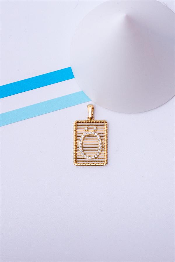 14 Ayar Altın Ö Harf Telli Taşlı Kolye Ucu