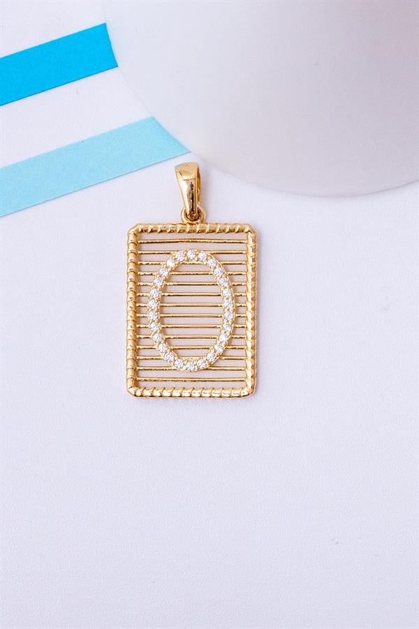 14 Ayar Altın O Harf Telli Taşlı Kolye Ucu