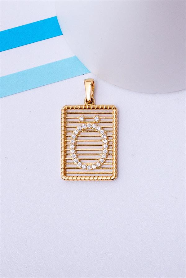 14 Ayar Altın Ö Harf Telli Taşlı Kolye Ucu