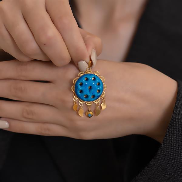 14 Ayar Altın Telkari İşlemeli Süryani Nazarlığı Dokuz Gözlü Kolye Ucu