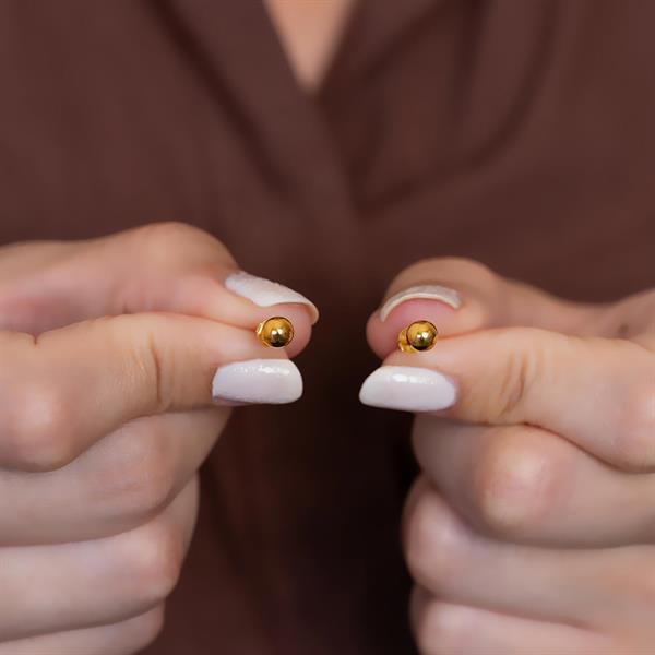 14 Ayar Altın Top Küpe 4 mm