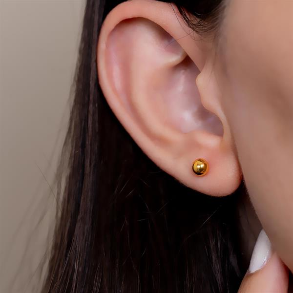 14 Ayar Altın Top Küpe 4 mm