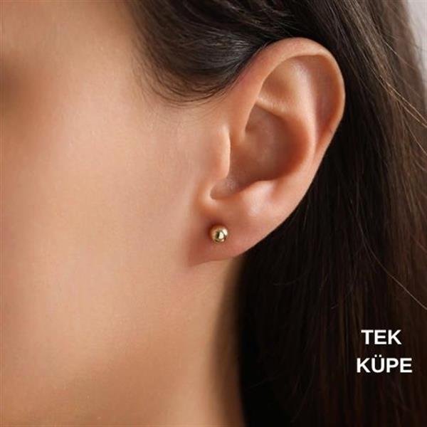14 Ayar Altın Top Tek Küpe