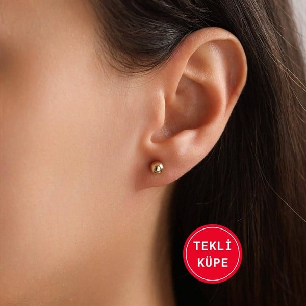 14 Ayar Altın Top Tekli Küpe