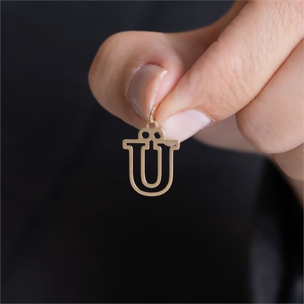 14 Ayar Altın Ü Harf Soft Kolye Ucu