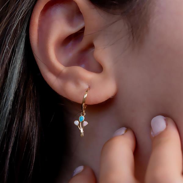 14 Ayar Altın Uçan Balon Halka Çocuk Küpe