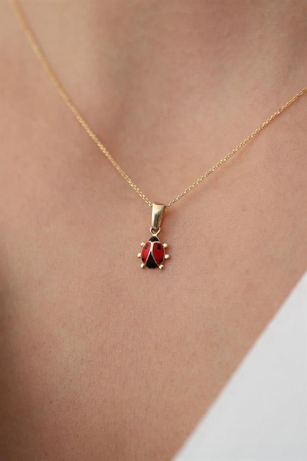14K Solid Gold Ladybug Necklace