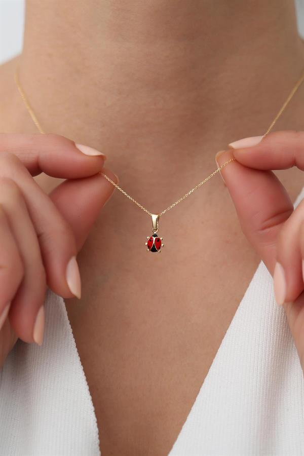 14K Solid Gold Ladybug Necklace