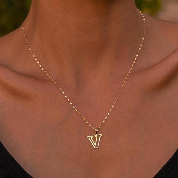 14 Ayar Altın V Harf Soft Kolye