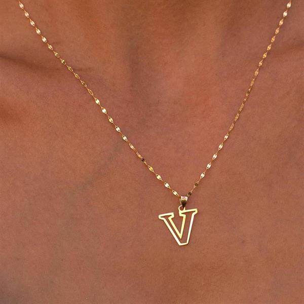 14 Ayar Altın V Harf Soft Kolye