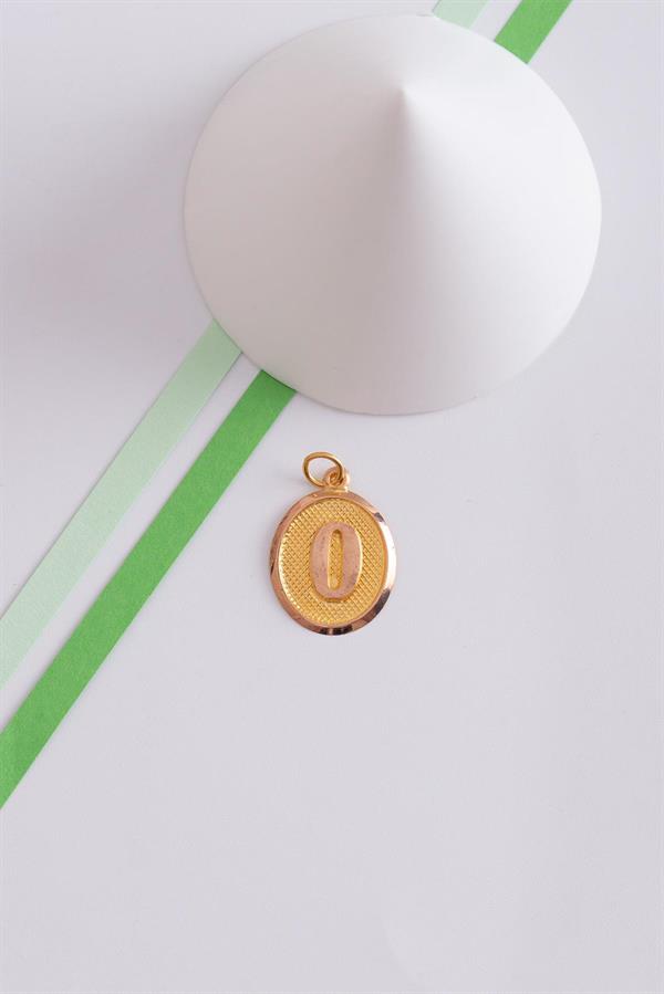 14K Solid Gold O Letter O Oval Pendant