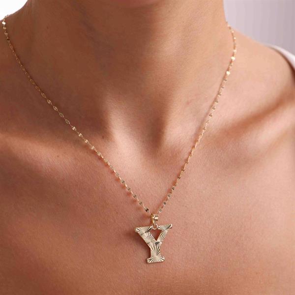 14 Ayar Altın Y Harf Füzyon Kolye